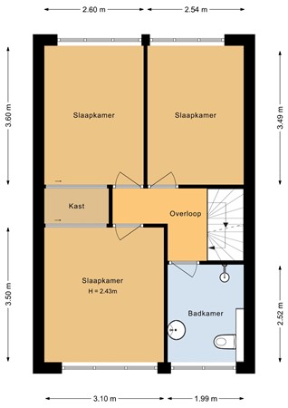 Floorplan - Verdistraat 107, 3752 WK Bunschoten-Spakenburg